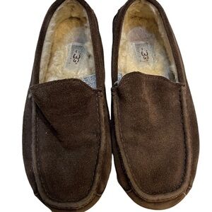 UGG Australia Ascot Brown Suede Shearling Lined Slip On Moccasin Sz 9 M